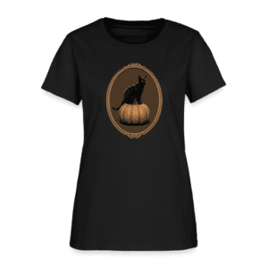 Woman's Cat on Pumpkin T-Shirt