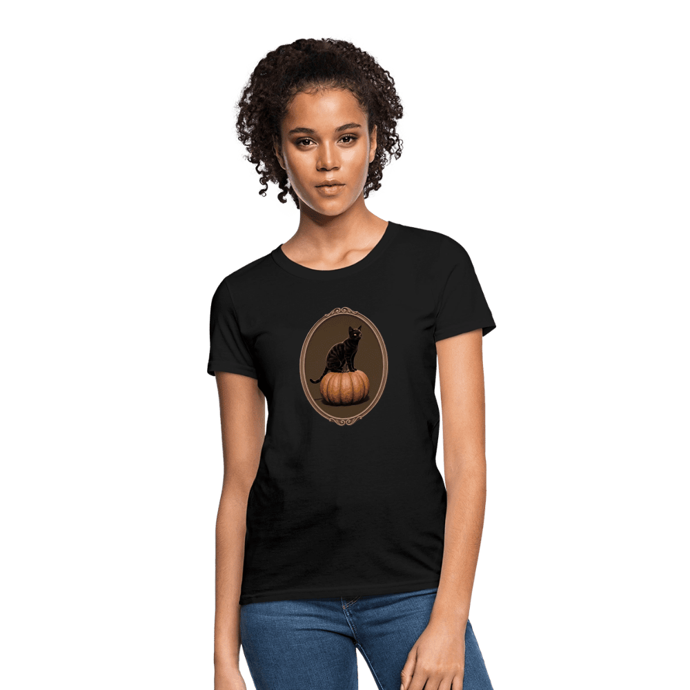 Woman's Cat on Pumpkin T-Shirt - Image 2